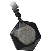 LWQCHW Shungite Crystal jewelry with rope natural hexagon black shungite crystal pendants