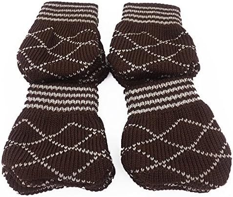 Simplewoo Brown Chair Socks Knitted Furniture Floor Protectors 16 Pack