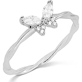 Milla Butterfly Ring for Women – Dainty 925 Sterling Silver or 14K Gold Plated – CZ Stones – Tarnish-Free, Hypoallergenic – Stackable Butterfly Rings