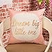 Fjfz Dream Big Little One Motivational Sign Inspirational Quote Cotton Linen Home Decorative Throw Pillow Case Cushion Cover Sofa Couch, Blush Pink and Gold, 18