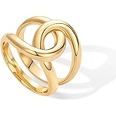 PAVOI 14K Gold Plated Chunky Interlock Statement Ring for Women | Interloop Band Thick Link Stackable Rings