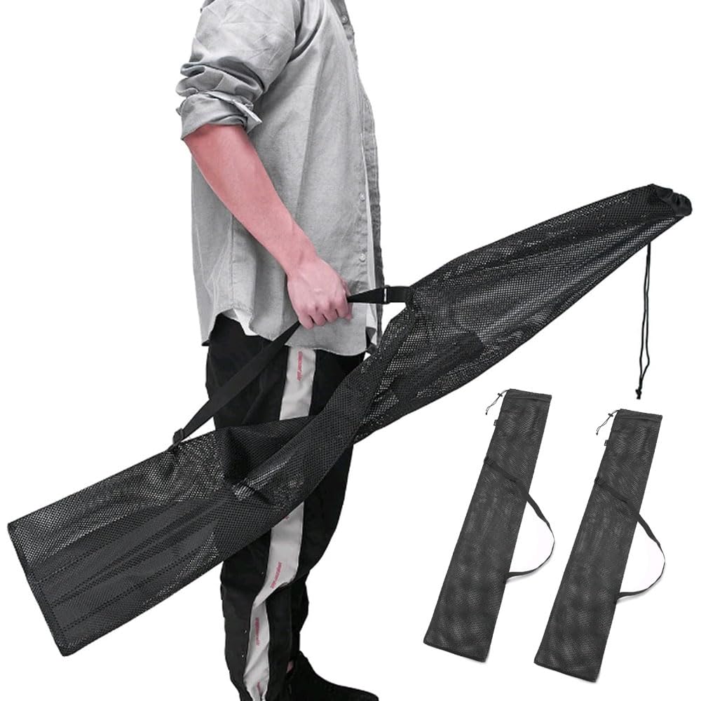 WANGCL Drawstring Mesh Kayak Paddle Bag Adjustable Shoulder Strap Paddle Storage Bag Portable Kayak Paddle Storage Bag (2 Pieces)
