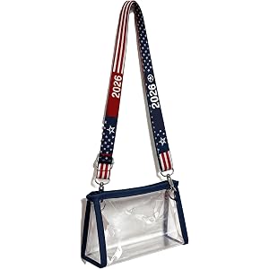 Clear Crossbody Bag Stadium Approved, with Adjustable Strap, Transparent Purse for Game Day, Concerts & Festivals