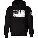 5 STAR Grunge Style Vintage American Flag Hoodie Pullover Fleece for Men - Distressed USA Flag Sweatshirt