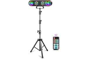 FODEXAZY DJ Lights with Stand, 4in1 Rotating Colorful Disco Ball Party Light DJ Disco Lights Set DMX & Sound Activated Control Strobe LED Par Light Professional for Parties Bar Wedding Christmas