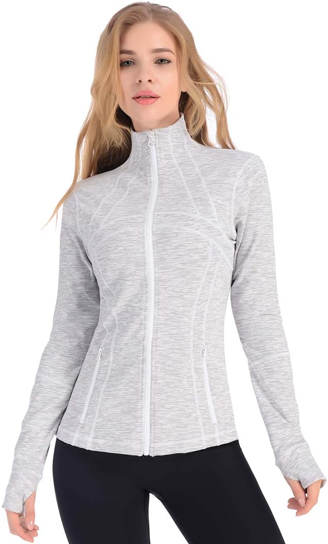 qualidyne Yoga Jacket Run Jacket Women Lightweight Athletic Workout Full Zip Running Track Jacket