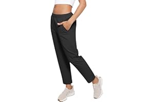 Cosmolle Womens Golf Pants Quick Dry Ultra Light Stretch Pockets Soft Workout Pants for Travel with Inside Drawstrings