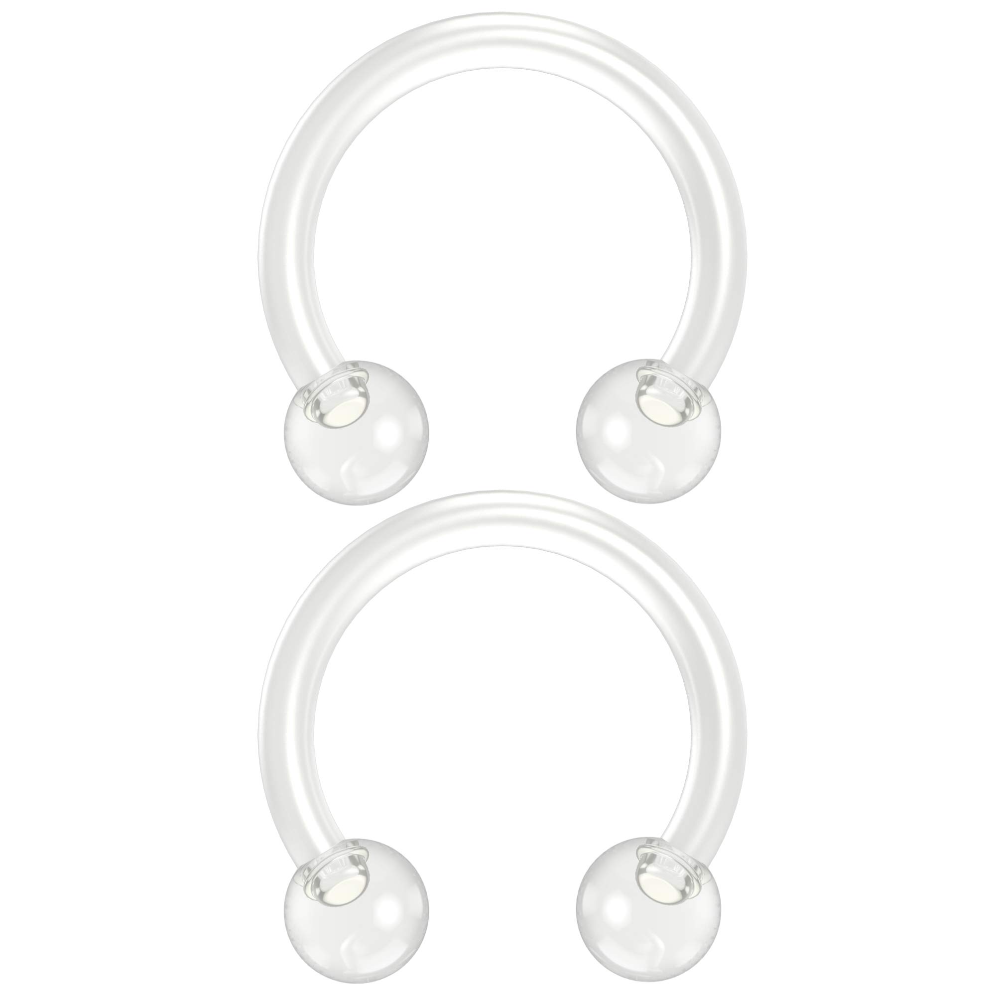 Bling Piercing2pc 1.2mm 16g Flexible Bioflex Circular Barbell Horseshoe Bar Septum Ring Bioplast Piercing 8mm Clear Balls