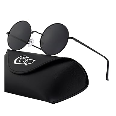CGID Retro Vintage Sonnenbrille, inspiriert von John Lennon, polarisiert mit rundem Metallrahmen, für Frauen und Männer E01