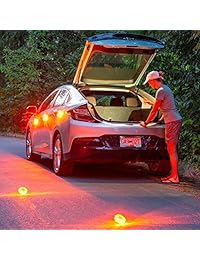 Luces LED de emergencia para bengalas de carretera, kit de advertencia de seguridad para vehículos y barcos, 3 unidades de disco de faro con herramientas para fácil reemplazo de batería y cortador de cinturón de seguridad