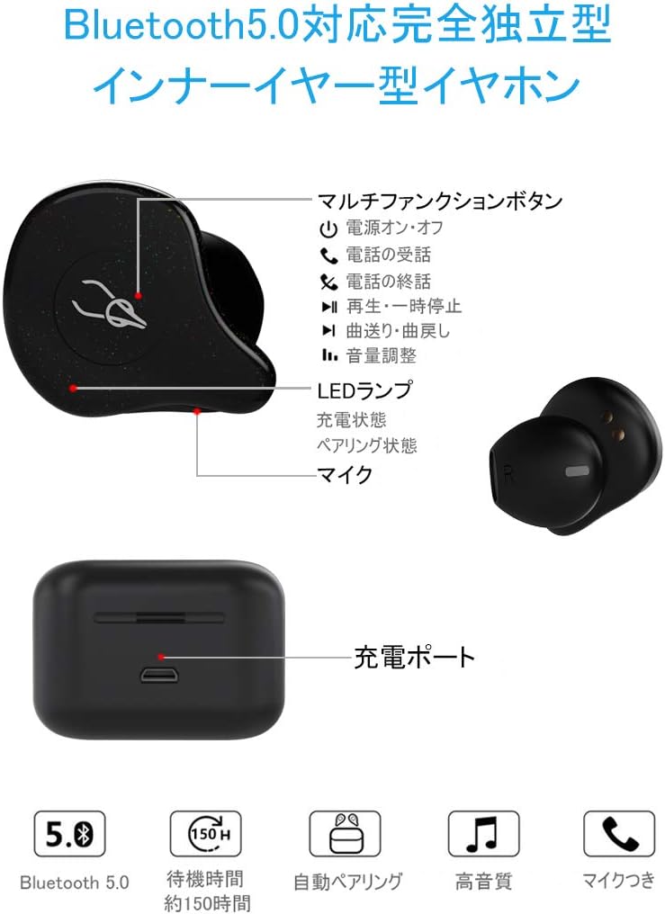 【中華ワイヤレスイヤホン】okcsc X12 Pro ワイヤレスイヤホン インナーイヤー bluetooth 5.0 ハイレゾ相当 高音質 ノイズキャンセリング 防水
