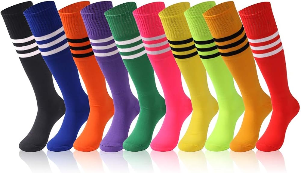 Knee High Socks Men, saounisi Unisex Stripe Football Soccer Sports Team