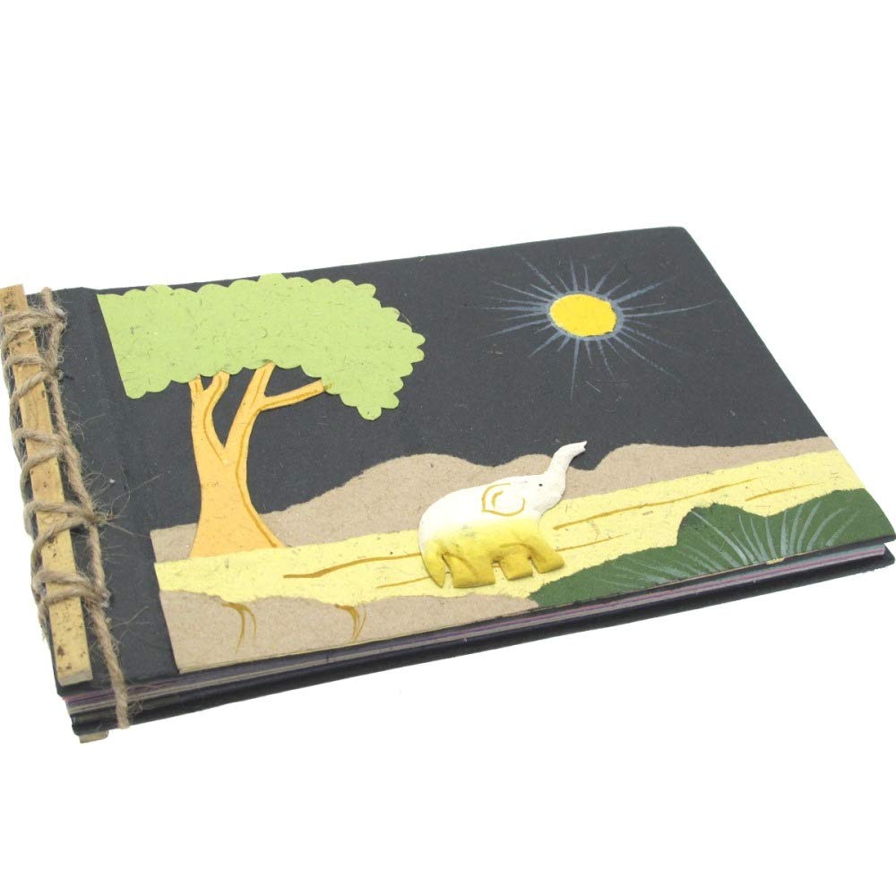 Elephant Dung Photo Album | Blue | 10 Pages to fit 20 6x4 or 20 7x5 Inch Photos | Recycled Paper and Genuine Elephant Poo | Fair Trade and Handmade | Scrapbooking and Crafting Picture Album | 23cm x 15cm