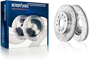 Detroit Axle - Front Brake Rotors for Chevrolet GMC Silverado Sierra Yukon XL Express 1500 Tahoe Cadillac Escalade EXT ESV XTS Drilled & Slotted Disc Brake Rotors Replacement : 12.99" inch Rotor