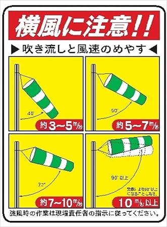 Amazon Co Jp 現場標識 イラスト標識 We60 吹流しと風速のめやす Diy 工具 ガーデン