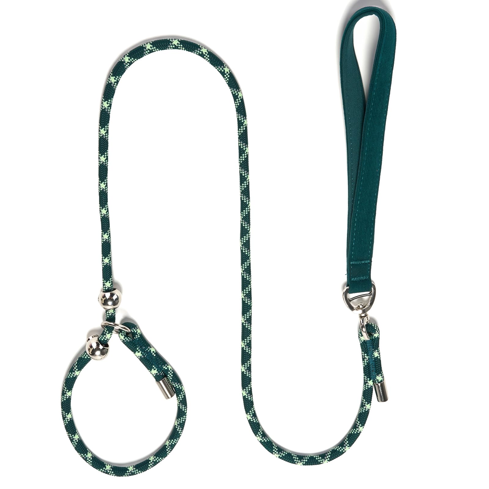 YUDOTE Slip Rope Lead for Small Dogs,Reflective No Pull Slip-on Leash with Stoppers and Soft Handle,8mm Tangle-free thin Lead for Puppies Walking and Training, Green
