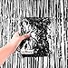 Super Z Outlet Metallic Tinsel Foil Fringe Party Curtain, 3.2 ft x 9.8 ft (Black)