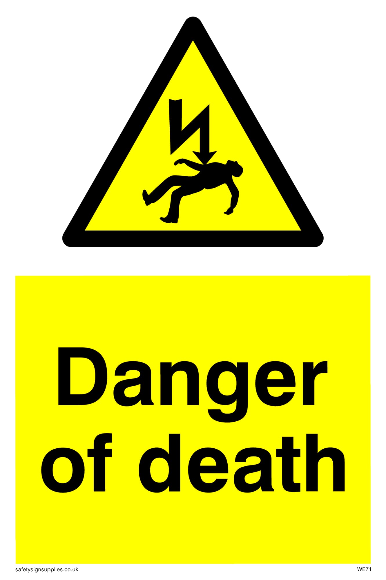 Pack of five - Danger Of Death Sign - 100x150mm - A6P