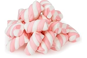 The Snackery Large Marshmallow Twists, Pink & White Puffy Ropes,17.6 Oz Bag