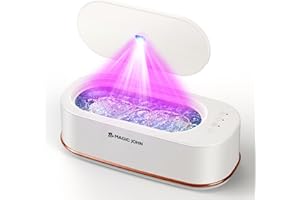 MAGIC JOHN Ultrasonic Cleaner, 3 Modes Professional Ultrasonic Jewelry Cleaner, 47Khz Ultrasonic Retainer Cleaner, 12oz Sonic Cleaner for Glasses, Watch, Dentures, Dental Retainer, Ring, White