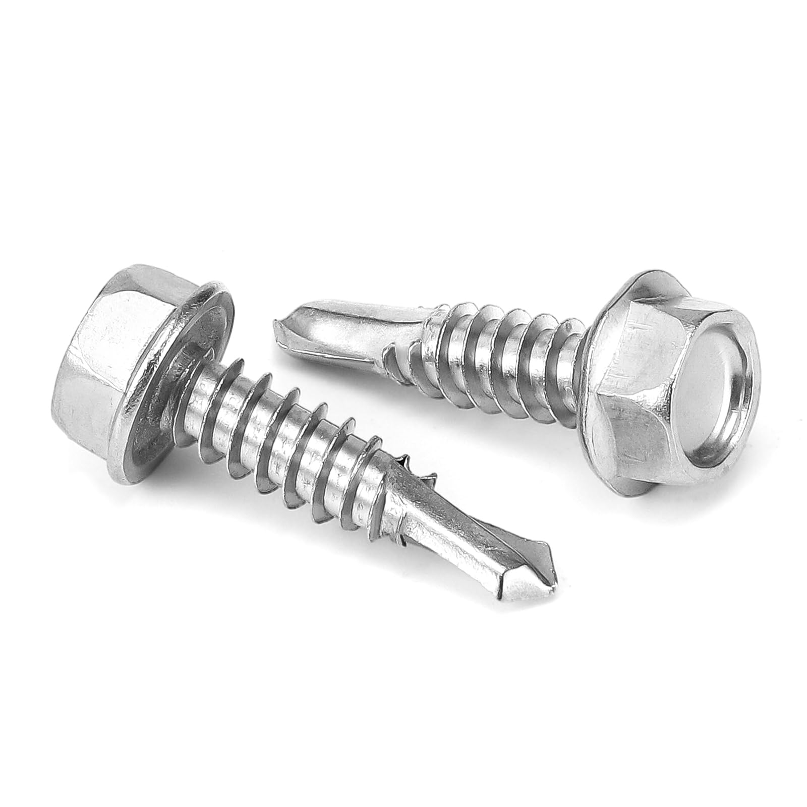 Photo 1 of #12 x 2 Hex Washer Head Self Drilling Screw, Self Tapping Sheet Metal Screws, 410 Stainless Steel, 50 PCS