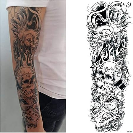 3pcs Tatouages Pleine Fleur Bras Autocollants épaule