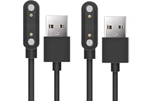 Sahouden Magnetic USB Charging Cable Compatible With LIGE K55 Smart Watch 1.85 Inch (Black+Black)