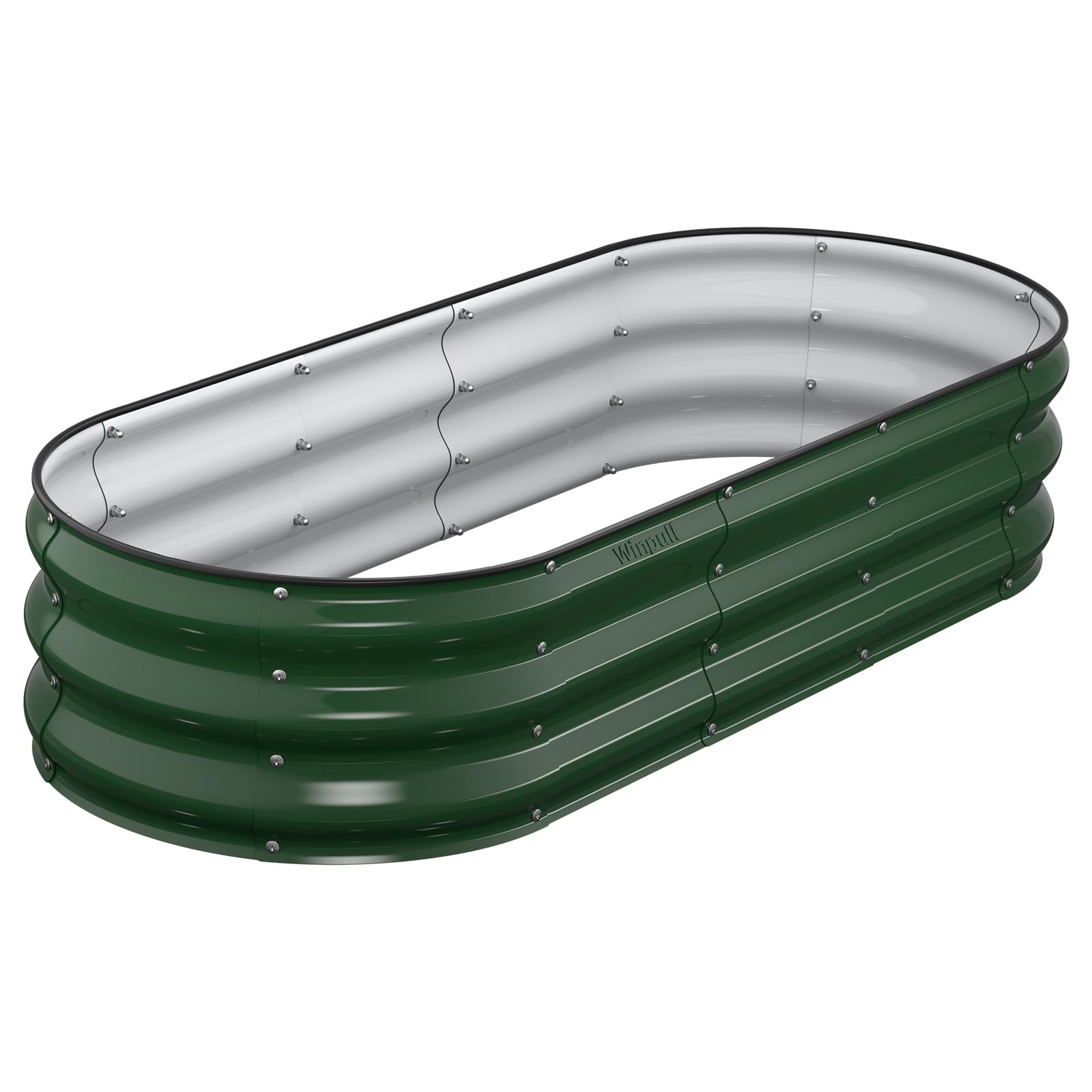 Winpull Raised Garden Bed Kit, 5x2x1 ft Galvanized Planter Box Outdoor with Safety Edging, Large Metal Raised Beds for Gardening Vegetables Flower Fruits (Moss Green) Image