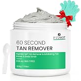 Self Tan Remover with Exfoliating Gloves Kit - Express Tan Eraser 15.8 oz. | 60 Second Fake Tan Eraser, Works on Mousse &amp; Spray &amp; Lotion, Sunless Tanner Exfoliating Body Scrub, for Women &amp;Men, Big Value