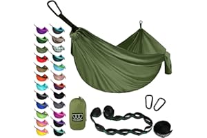 Gold Armour Camping Hammock - XL Double Hammock Portable Hammock Camping Accessories Gear for Outdoor Indoor with Tree Straps, USA Based Brand (OD Green)