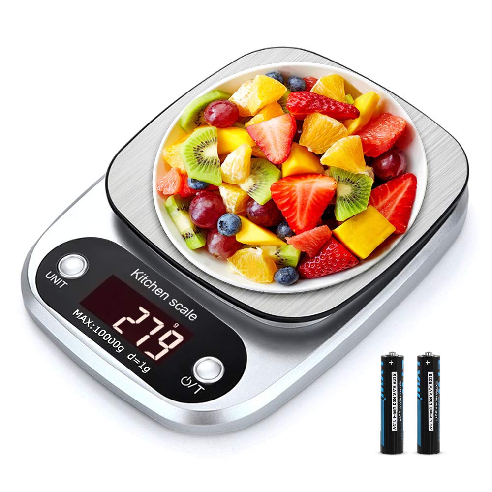 Kitchen Scale, 22lb 10kg Digital Food Weight Scale with Grams and OZ, Tare and Units Conversion Function, Multifunction Pounds and Ounces Scale for Cooking Baking Postage Calorie Meat or Reptile