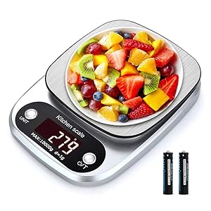 Kitchen Scale, 22lb 10kg Digital Food Weight Scale with Grams and OZ, Tare and Units Conversion Function, Multifunction Pounds and Ounces Scale for Cooking Baking Postage Calorie Meat or Reptile