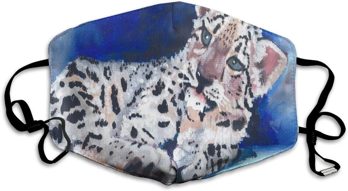 Designer Mask Reusable Anti Dust Face Mouth Cover Snow Leopard Cub Animal Mask Warm Windproof