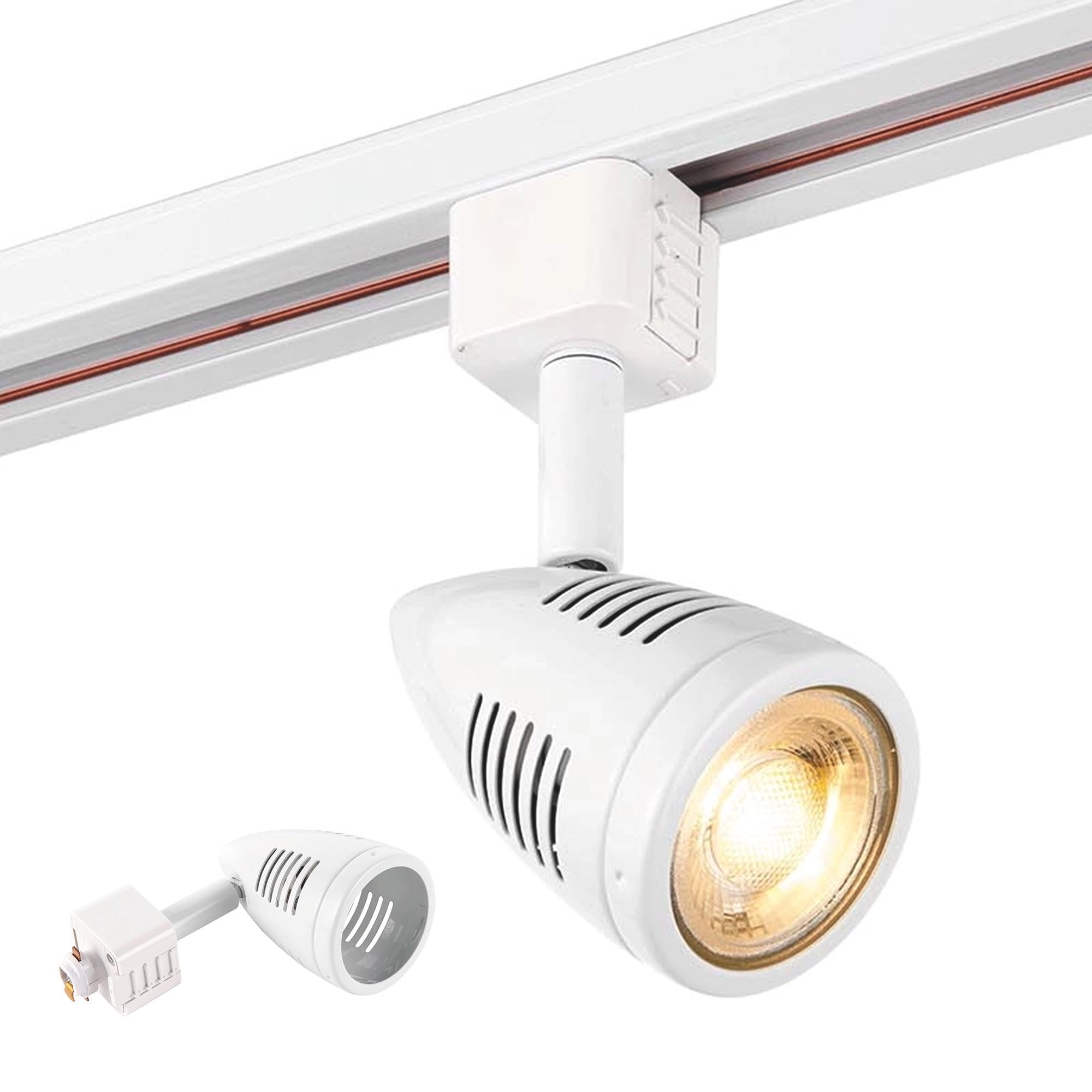 Bullett Multi Directional Bullet Design Gloss White Finish Mains Track GU10 LED Compatible Adjustable Spotlight Track Head Lighting