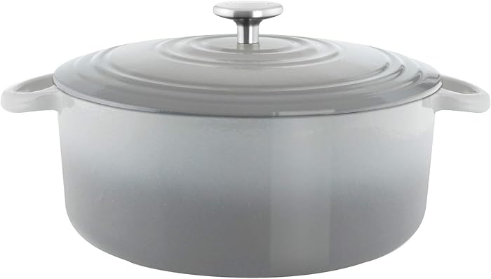 Chantal TC32-280 FG 7qt Round Enamel Dutch Oven-Fade Grey Cast Iron Cookware, 7 quart capacity