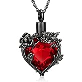 shajwo Cremation Jewelry Rose Flower Heart Urn Necklaces for Ashes for Women Memorial Human Ashes Pendant