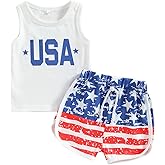 FYBITBO Toddler Baby Boy 4th Of July Outfit USA Shirt Tank Top American Flag Swin Trunks Shorts Fourth Of July Clothes