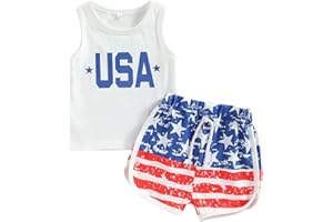 FYBITBO Toddler Baby Boy 4th Of July Outfit USA Shirt Tank Top American Flag Swin Trunks Shorts Fourth Of July Clothes