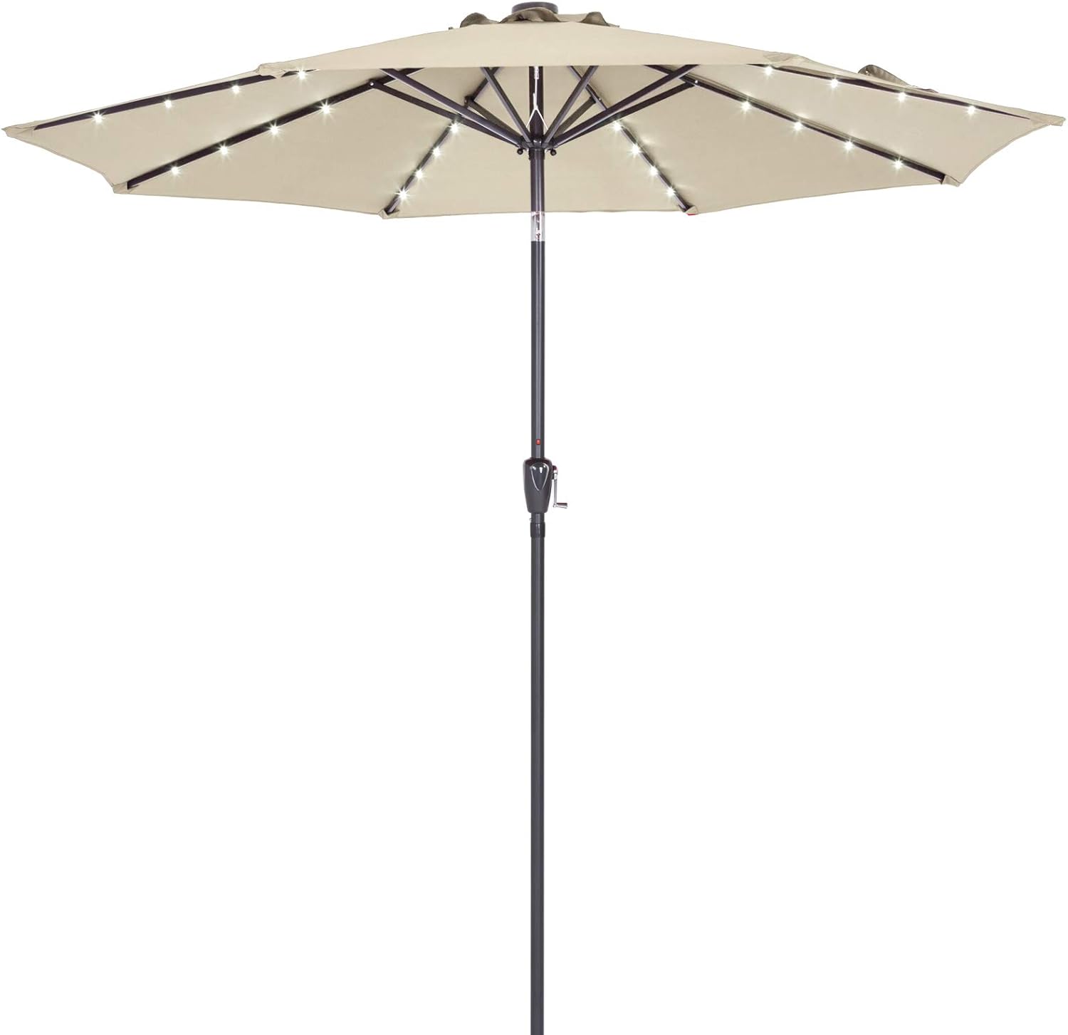 Deuba Sonnenschirm Alu 24 LED Solar Ø 270cm Neigefunktion beige