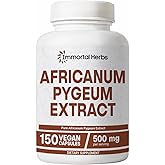 Immortal Herbs Africanum Pygeum 500mg, 25:1 Extract, 150 Pills, Extra Strength Pygeum Supplement for Men and Women, Non-GMO and Gluten-Free Bark Extract Capsules, 5 Months Supply