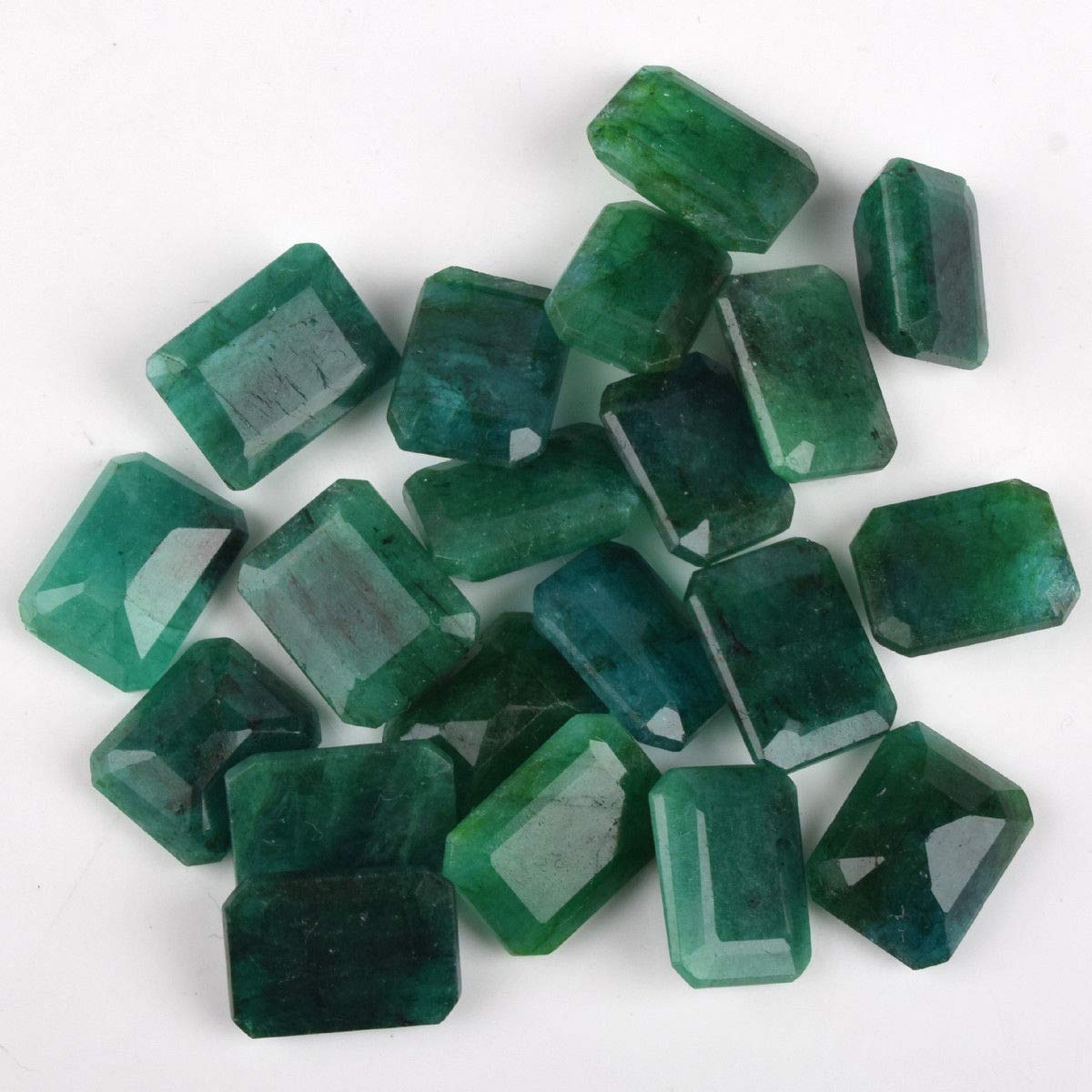 GEMHUB Zambian A+ Grade Green Emerald Approx 200 Ct. Set of Fine 20 Pieces Natural Green Emerald Loose Gemstones Beads