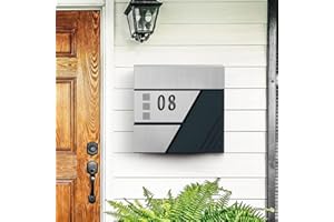 BOSYTRO Wall Mount Mailbox, Large Capacity Locking Mailbox for Outside, Large Mail Box with Newspaper Compartment Black + Gray 14.56*4.13*14.56 in Suitable for Home Gardens, Office Buildings (XB-XX)