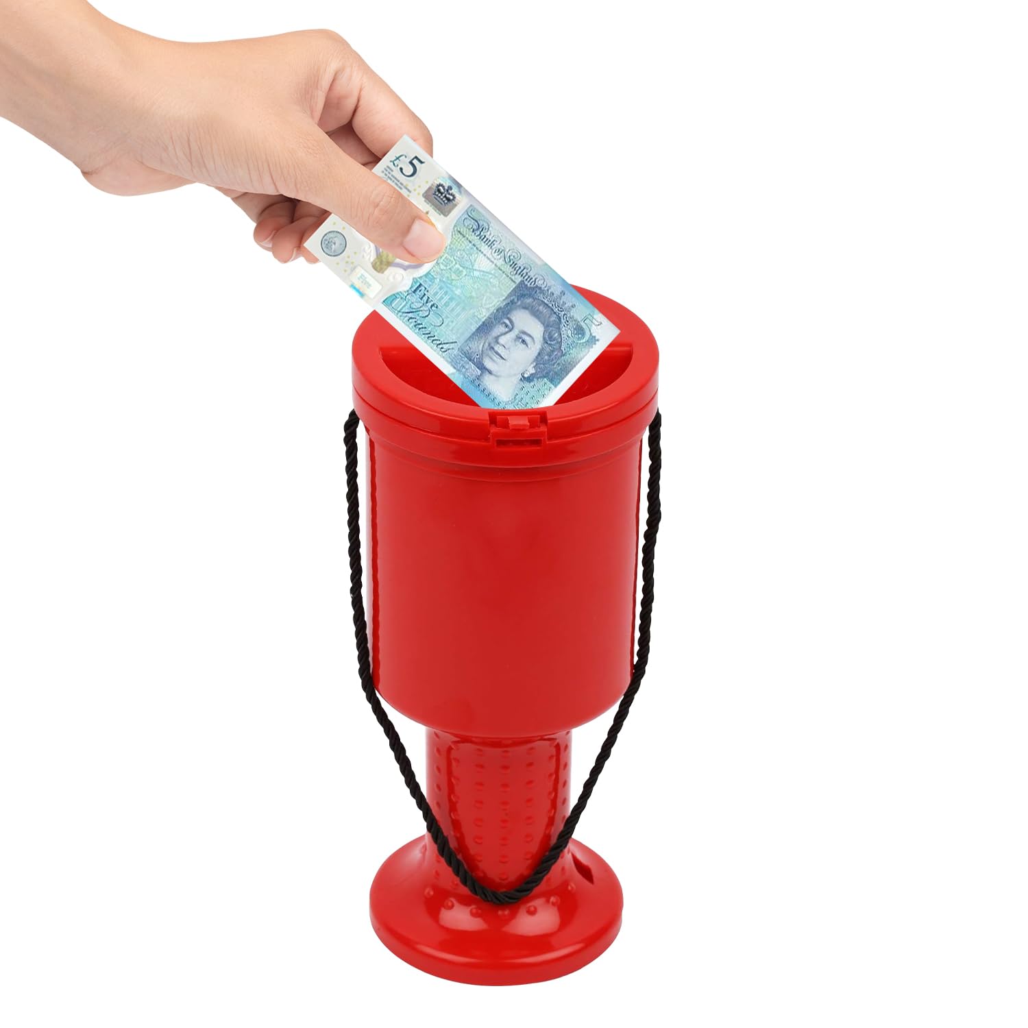 Charity Donation Box Hand Held Plastic Collection Box. for Fundrasing and events. Portable box Red