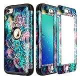 Lamcase for iPod Touch 7th Gen 2019 Case, iPod Touch 7/6/5 Case Shockproof Hybrid Rubber Dual Layer Armor Protective Case Cover for Apple iPod Touch 7th/6th/5th Generation, Mandala/Galaxy