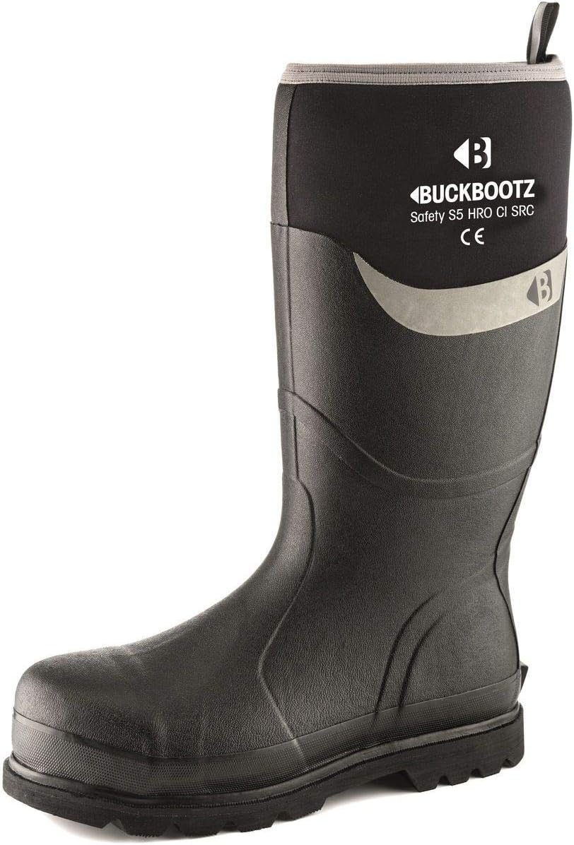 Buckler Black Safety Wellington Buckbootz BBZ6000 S5 HRO SRC Knee Length sz 5-13