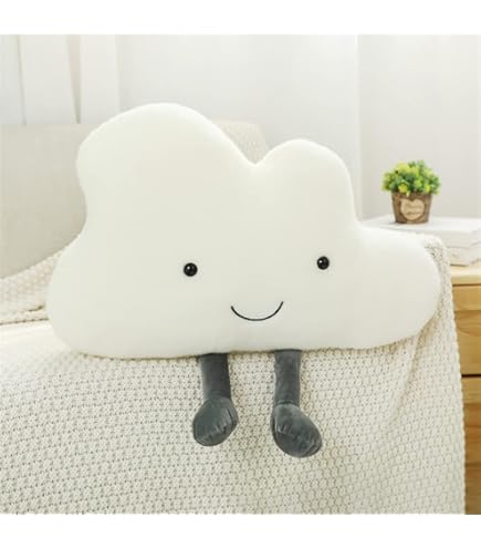 YRXRUS Cloud Shaped Throw Pillow - Velvet, 20x12 Inches, Insert Included, White