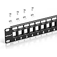 Sokqovt 24 Port Blank Keystone Patch Panel with Snap-in Design, Cat6 Network Patch Panel 1U 19 inch, Rack Mount Ethernet Patch Panel (for Slim Keystone Only)