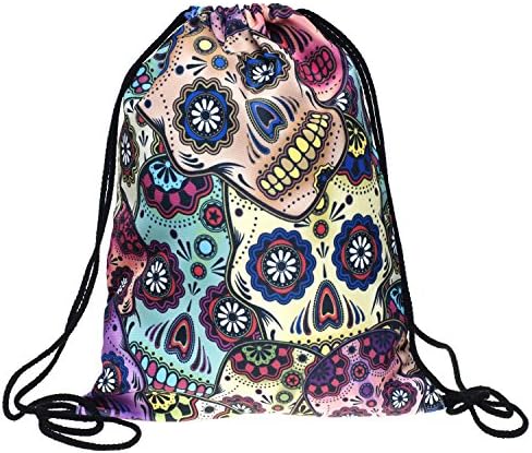 Awise Men's Men's Women's Kids PE bag Teenage Drawstring Bag Shoulder School Backpack Rucksack Handbag String Travel Gym (Skeleton)