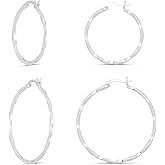 Amazon Essentials Gold Plated and Silver Plated Textured Hoop Sets