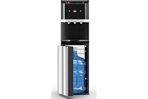 Manastin Bottom Loading Water Cooler Dispenser for 5 Gallon Bottles, Stainless Steel Water Cooler with 3 Temperature Settings - Hot, Cold & Room Water, Ideal Design for Home & Office,Glossy Black